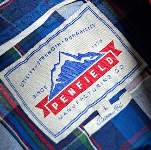 Penfield Men's Button Down Shirt Classic Fit Blue Check Size Large - Picture 3 of 8